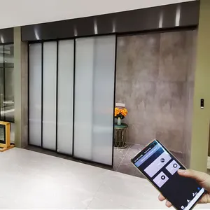 वाणिज्यिक स्वत: रपट कांच दरवाजा एप्लिकेशन वाईफाई टच ध्वनिरोधी कार्यालय स्मार्ट सेंसर ग्लास फिसलने वापस लेने योग्य दरवाजा प्रणाली