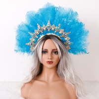 Serre-tête plumes arc-en-ciel colorées avec perles, personnalisable, vente en gros, pour carnaval, fête, déguisement, coiffe de fête
