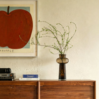 Vase à fleurs en verre élégant de style vintage mi-siècle, récipient hydroponique à col étroit pour plantes vertes fraîches, pour armoire de chambre