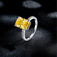 Hete Verkoop S925 Sterling Zilver Hoge Carbon Diamanten Ring Luxe Ijs Bloem Gesneden Zirkoon 8*11 Gekleurde Edelsteen Dames Ring