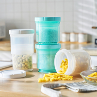 Boîte de conservation alimentaire sous vide rétractable transparente en plastique avec couvercle, type poussoir, pour une conservation optimale de la fraîcheur