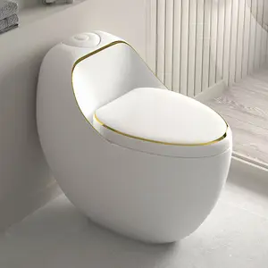 Inodoro Popular de una pieza, tazón de color dorado, asiento de inodoro