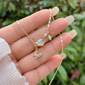 Collar con colgante de tulipán de diamante amarillo rosado de joyería de acero inoxidable chapado en oro de moda para mujer SongYi - Product Image 5