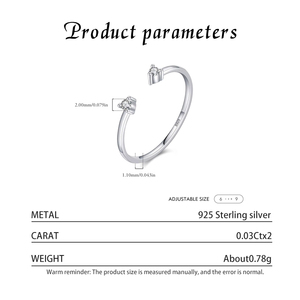 2026 New Real 925 Sterling <b>Silver</b> D Color Moissanite Finger <b>Rings</b> Trendy <b>Adjustable</b> <b>Ring</b> for Women Wedding Fine Jewelry - Product Image 4