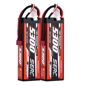 SUNPADOW 2S Lipo Battery 7.4V 5300mAh 100C Hard Case with Deans T Plug for RC Buggy Truggy Vehicle Car Boat Truck Tank