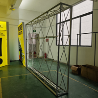 Stand publicitaire pop-up, toile de fond, présentoir de 10 pieds, pliable, design personnalisé, tissu extensible, ensemble de boîtes lumineuses LED en aluminium SEG