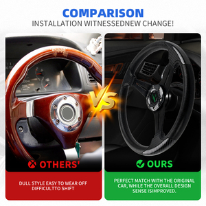 Auto <strong>Modification</strong> 350mm Universal PU Carbon Fiber Pattern Water Transfer Printing Deep Wheel Retro Modified <strong>Steering</strong> Wheel - Product Image 5