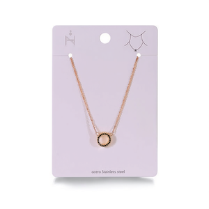 Collana con Ciondolo Circolare Cavo Ina, Placcata in Oro, Acciaio Inossidabile, Design Geometrico Minimalista per Uso Quotidiano, Catena a Serpente - Product Image 1