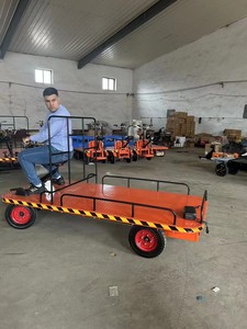 CE Factories Selling Lights and Guardrail Flatbed Handing Hand <b>Trolley</b> Electric <b>Platform</b> Warehouse Cargo Cart <b>Trolley</b> - Product Image 5