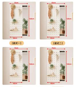 Espejo deslizante de madera maciza de longitud completa con tablero perforado Entrada interior y estante de pared para sala de estar - Product Image 5
