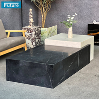 Table Basse Irrégulière en Marbre Noir Marquina Plus Chinois Carrara Lumière Table Mable de Luxe pour Salon Patio Extérieur