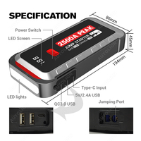 Banque d'alimentation de démarreur de saut haute capacité 25800mAh 12V pour voitures avec lumière LED et charge rapide du téléphone