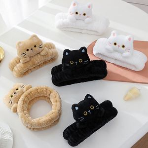 Soft <b>Flannel</b> Cartoon Cat Headband Wide Band Hair Hoop for <b>Face</b> Wash Makeup Removal Skincare Postpartum Cute Gift - Product Image 1