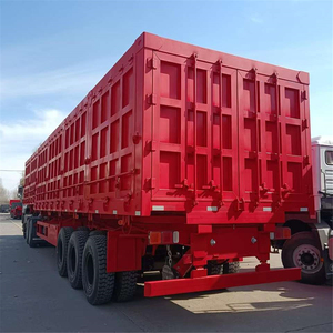 Remorque à benne basculante latérale à quatre <span class=keywords><strong>essieux</strong></span> industrielle, boîte en acier, transporteur de matériaux en vrac - Product Image 1