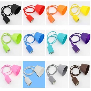 Accessoires d'éclairage modernes pour le bricolage Porte-ampoule à visser E27 Plafonnier coloré en PVC avec montage sur câble en métal avec base de lumière suspendue - Product Image 5