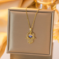 Collar con colgante de Ojo Azul de moda, cadena de clavícula de nicho de acero de titanio chapado en oro, joyería de acero inoxidable que no se desvanece para regalos