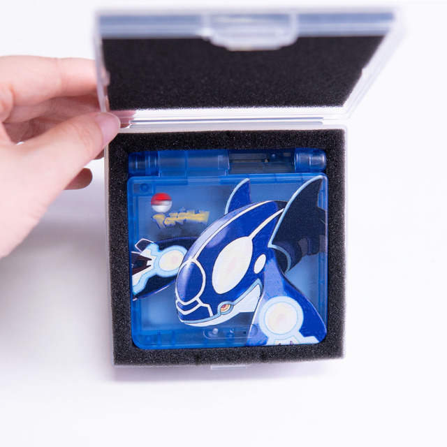 Premium Transparent Blue Kyogre Design Replacement Shell and Custom Box for Game Boy Advance SP UV Print