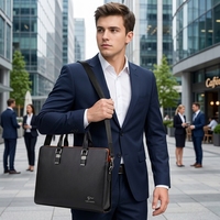 Serviette Bandoulière Professionnelle en Cuir PU de Haute Qualité, Grande Capacité, Horizontale pour Hommes, Sac Ordinateur Portable à Une Épaule