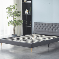 Hôtel Maison Ménage Cadre en bois Gris Couverture en tissu Ensemble Latte en bois Base de lit double
