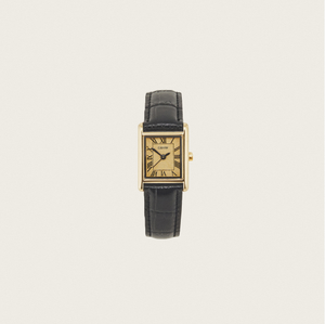 Reloj Clásico Cuadrado GBHW Dorado y Negro, Reloj de Pulsera de Cuarzo con Caja de Acero Inoxidable y Correa de Cuero, Estilo Elegante - Product Image 1