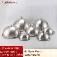 Couvercle de service rond en acier inoxydable doré pour grillades, Teppanyaki, barbecue coréen, assiettes et plats