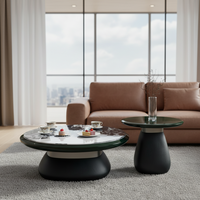 Table basse ronde en marbre vert avocat minimaliste italien, salon, petit espace, meubles de luxe de designer