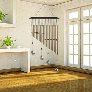 Ornement de jardin extérieur écologique, carillon éolien en bois et en aluminium en forme de papillon - Product Image 3