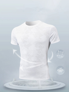 T-shirt de sport respirant à manches courtes pour hommes, coupe slim, col rond, entraînement en plein air, séchage rapide, été - Product Image 4