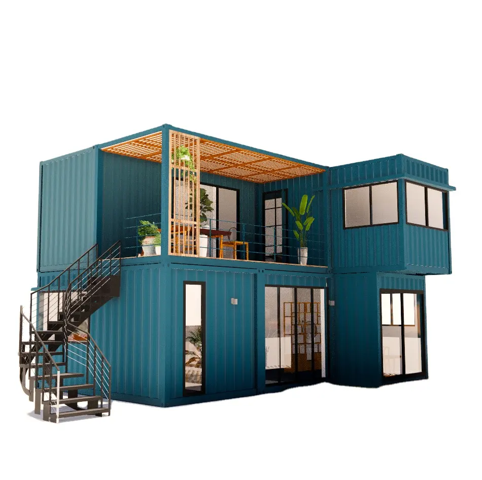 20 ayak düz paket yaşam çelik çerçeve modüler ev prefabrik sandviç panel nakliye 3 yatak odalı konteyner ev