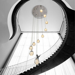 Luces colgantes LED, candelabro de bola de cristal grande, iluminación moderna para escaleras, luces colgantes para el hogar, comedor, sala de estar, dormitorio - Product Image 1