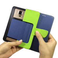 Étui portefeuille en cuir rabattable OEM pour tous les téléphones portables de 4,5 à 7 pouces, avec porte-cartes et fonction support, universel