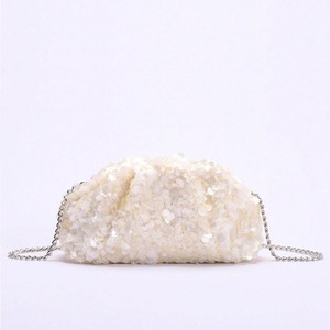 The New Mini Clutch Bag with Small <b>Sequins</b> and Three-dimensional Flowers Features a Minimalist, Luxurious and Elegant Style - Product Image 2