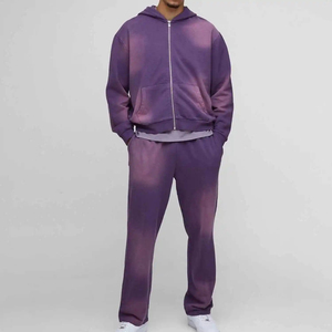 Fournisseur direct d'usine, survêtement 100% de haute qualité, lavé à l'acide, pour hommes, unisexe, streetwear, logo personnalisé imprimé, tissu en polaire - Product Image 4