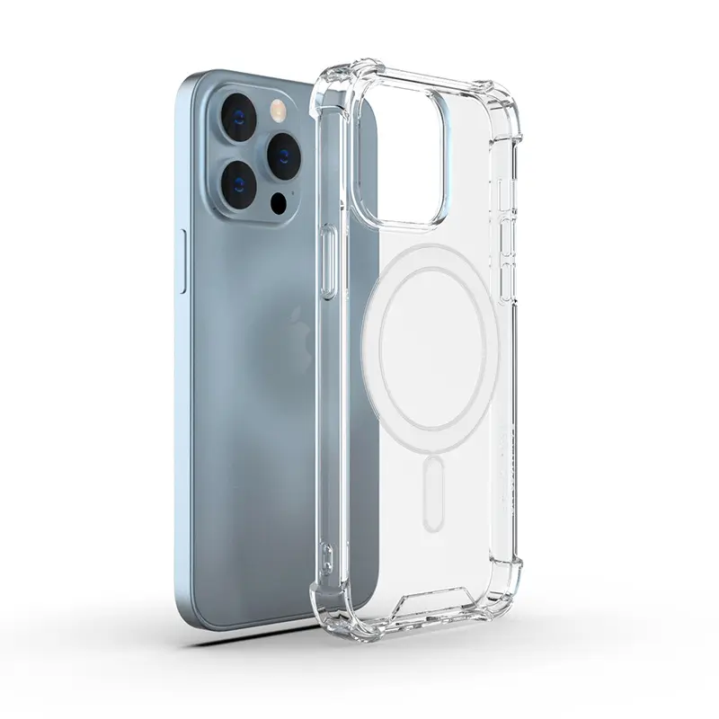 for iPhone 14 Pro Max Case Compatible with Magsafe, Clear Magnetic PC TPU 2 in 1 Shockproof Phone Case for iPhone 14 Pro Max