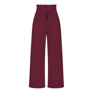 Pantalons droits de bureau pour femmes, à taille haute, à nouer devant, à devant plat, respirants, avec poches, vente chaude, fabricants de vêtements - Product Image 6