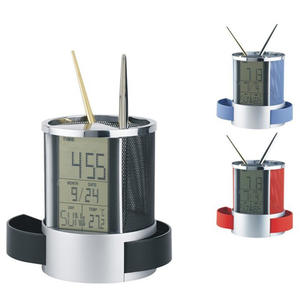 רב תכליתי לוח שנה מעורר שעון שולחני עט מחזיק - Product Image 3