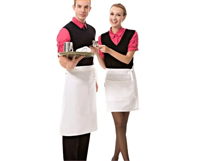 Branco imprimível babador publicidade hotel avental Western food service pessoal trabalho avental