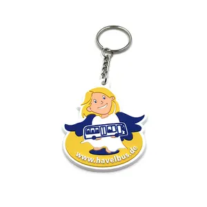 Factory customized soft 2D pvc rubber keychain custom 3D logo plastics keychain wholesale