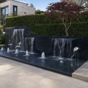 Fuente de Agua Decorativa de Acero Inoxidable para Exteriores, Escultura de Grúa con Cascada para Jardín - Product Image 3