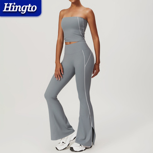 Activewear Yoga Sets Nylon Spandex High Quality Women Sportwear Gym Fitness Sets Stretchy Flare Yoga Leggings Sets for Women
