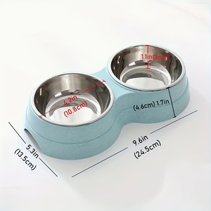 Wholesale High-Grade Double Bowl for Pets New <b>Round</b> Stainless Steel Plastic Dog Food <b>Basin</b> Automatic Non-Slip Exquisite Texture - Product Image 2