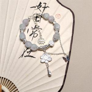 Bracelet perlé de style romantique chinois, bijoux, breloques fleur de lotus, bracelet en perles de cristal papillon pour femme, vente en gros - Product Image 3