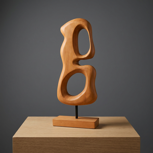 Sculpture abstraite moderne en bois de manguier, artisanale, pour décoration de table, décoration intérieure et cadeau élégant - Product Image 3