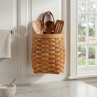 Panier de rangement en macramé en bois naturel écologique avec poignée pour la maison et les mariages