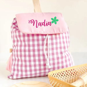 Bán buôn trẻ em trường Túi biểu tượng tùy chỉnh vải Monogram trở lại gói Tên gingham trẻ em cuốn Sách Túi - Product Image 1
