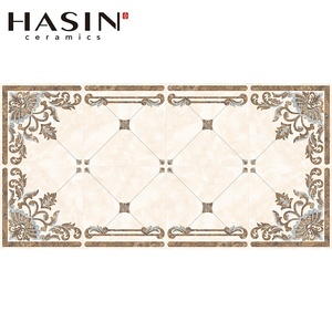 <span class=keywords><strong>Piastrelle</strong></span> in Ceramica Hasin 8-in-1 con Motivo Floreale, Effetto Parquet Lucido, Cristallo Dorato, 800x800mm - Product Image 1