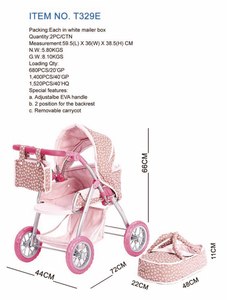 Passeggino per Bambole con Manico Regolabile, Stile Popolare, Ruote in Metallo di Lusso, <span class=keywords><strong>Giocattolo</strong></span> per Bambini - Product Image 3