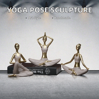 Artesanía de resina abstracta moderna para decoración interior de gimnasio Yoga Pose señora adorno de escritorio mujer figura arte escultura modelo