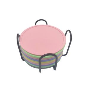 Sous-verres ronds en silicone durable avec impression de logo, design multicolore, en caoutchouc de qualité alimentaire pour café - Product Image 3