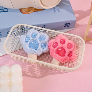 Porte-clés Patte de Chat en Peluche Mignonne, Breloque Patte d'Animal Douce et Moelleuse pour Décoration de Sac et Cadeaux pour Enfants - Product Image 1